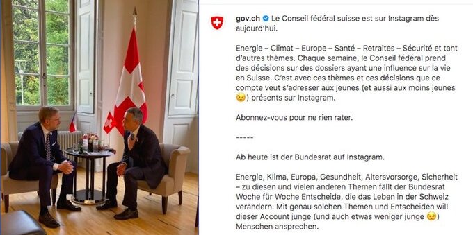 Il Consiglio federale sbarca su Instagram per avvicinarsi ai giovani