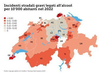 Guida in stato di ebbrezza, in aumento gli incidenti in Svizzera: la classifica dei Cantoni