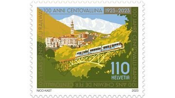 Francobollo celebrativo per i 100 anni della Ferrovia Vigezzina Centovalli