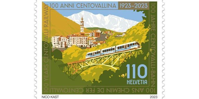 Francobollo celebrativo per i 100 anni della Ferrovia Vigezzina Centovalli 